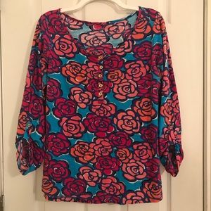Lily Pulitzer floral 3/4 length sleeves top